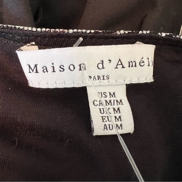 Anthropologie Maison D’ Amelie Metallic Shimmer Top Size M Surplice Style - Picture 7 of 11